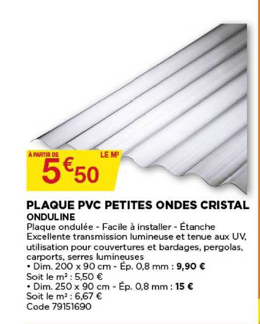 plaque pvc petites ondes cristal onduline