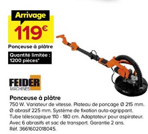 Ponceuse à Plâtre 750 W Feider Machines