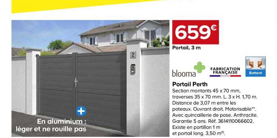 portail perth 3 m battant blooma