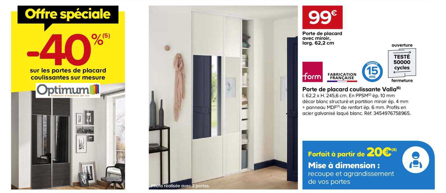 porte de placard coulissante valla avec miroir form