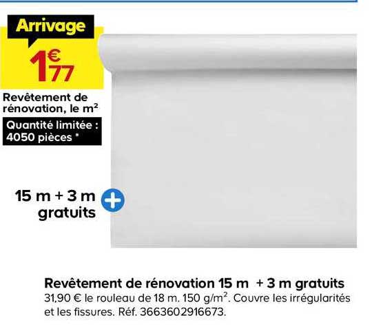 revêtement de rénovation 15 m + 3 m gratuits