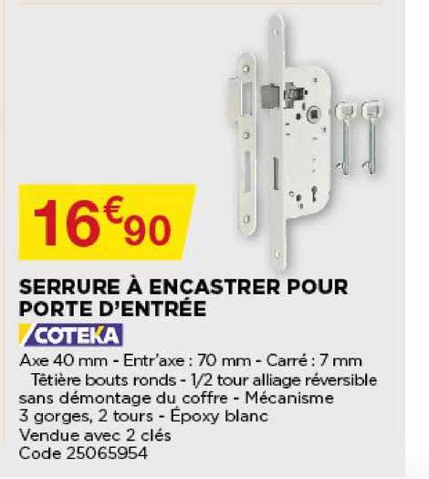 serrure à encastrer pour porte d'entrée coteka