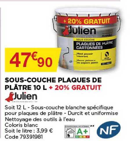 sous couche plaques de plâtre 10 l julien nf