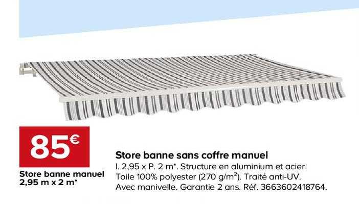 stora banne manuel 2 95 m x 2 m sans coffre