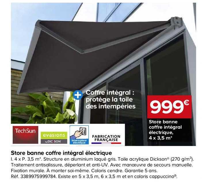 store banne coffre intégral électrique techsun