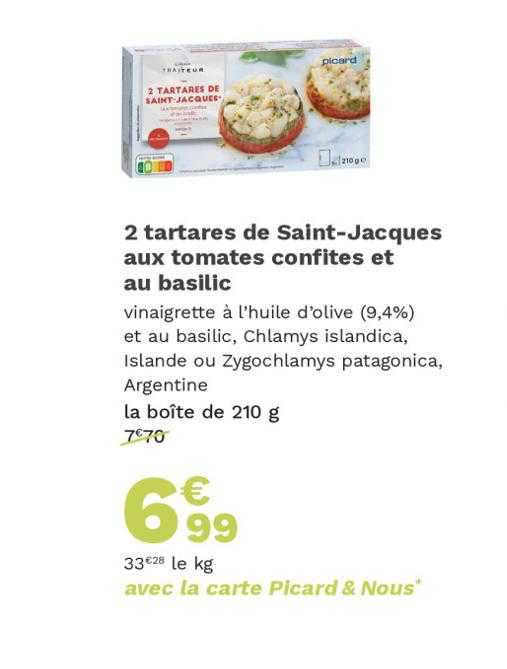 2 tartares de saint-jacques aux tomates confites et au basilic