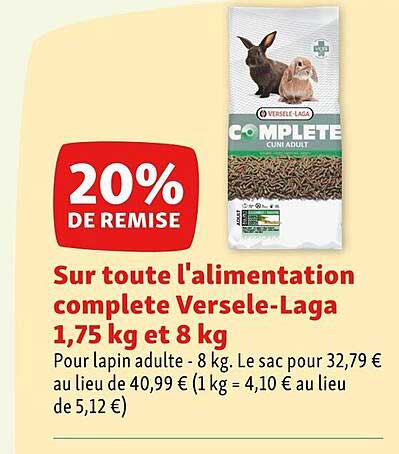 alimentation complète versele-laga 1,75 kg et 8 kg