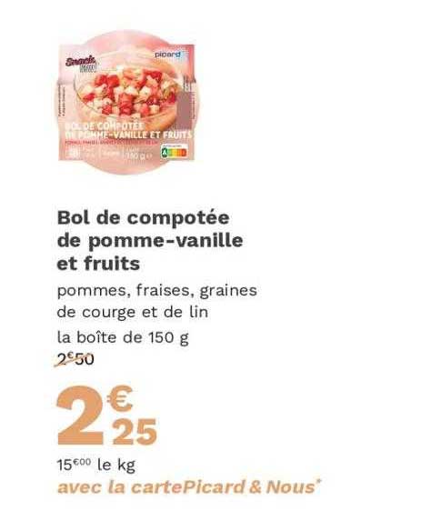 bol de compotée de pomme-vanille et fruits