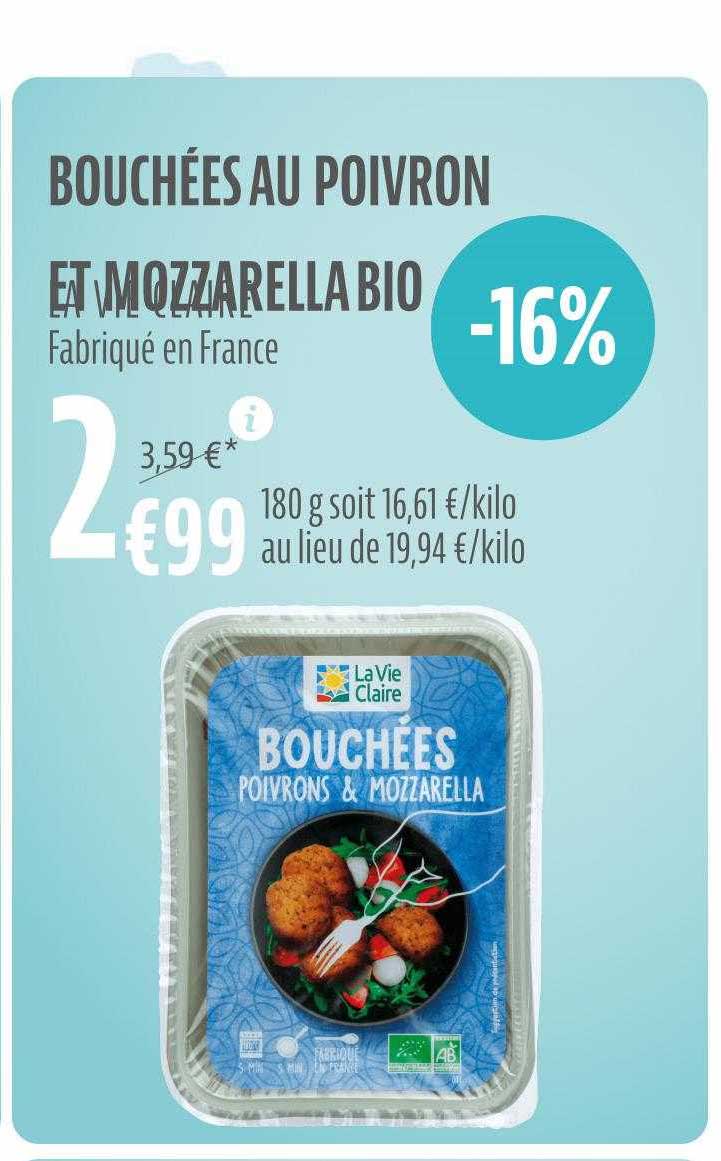 Bouchées Au Poivron Et Mozzarella Bio La Vie Claire