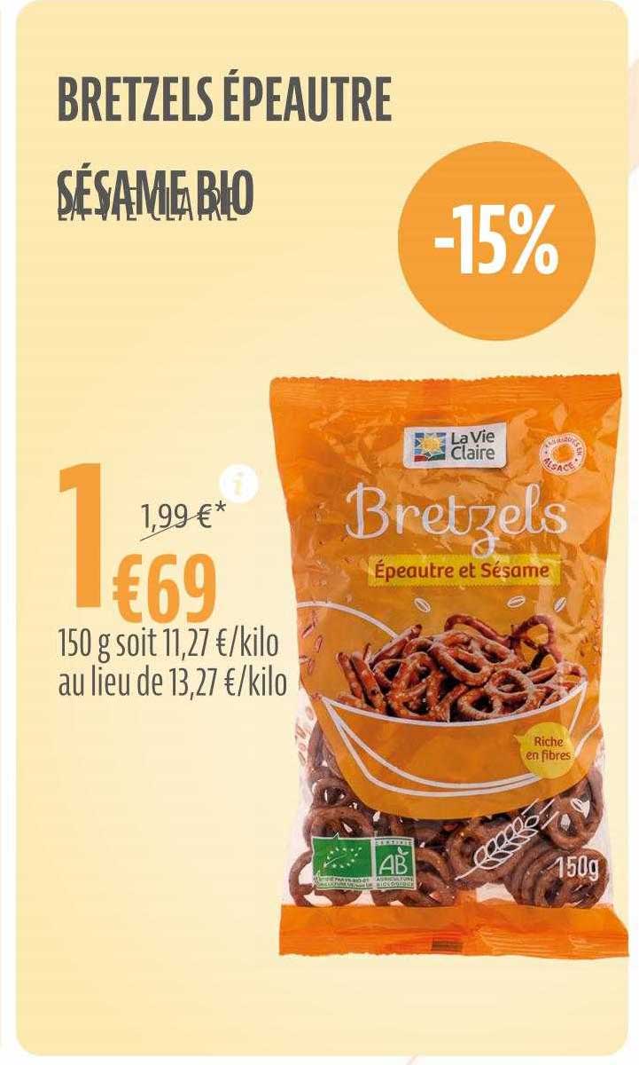 Bretzels épeautre Sésame Bio La Vie Claire