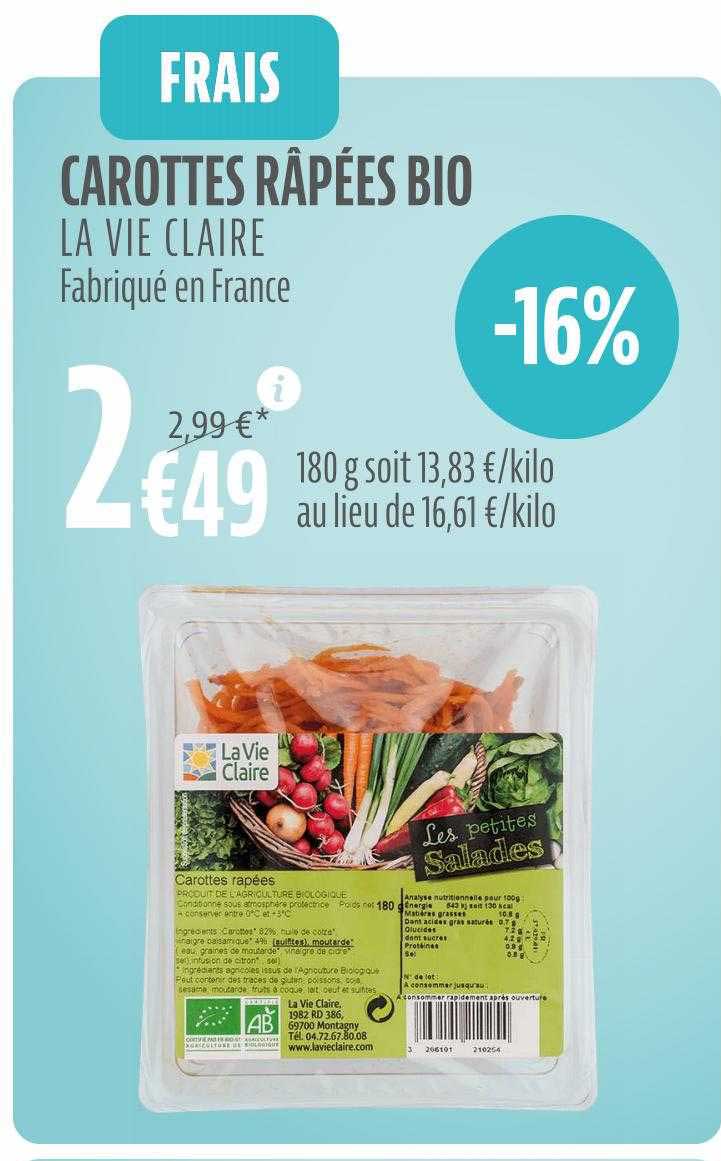 Carottes Râpées Bio La Vie Claire