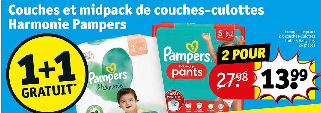 couches et midpack de couches-culottes harmonie pampers