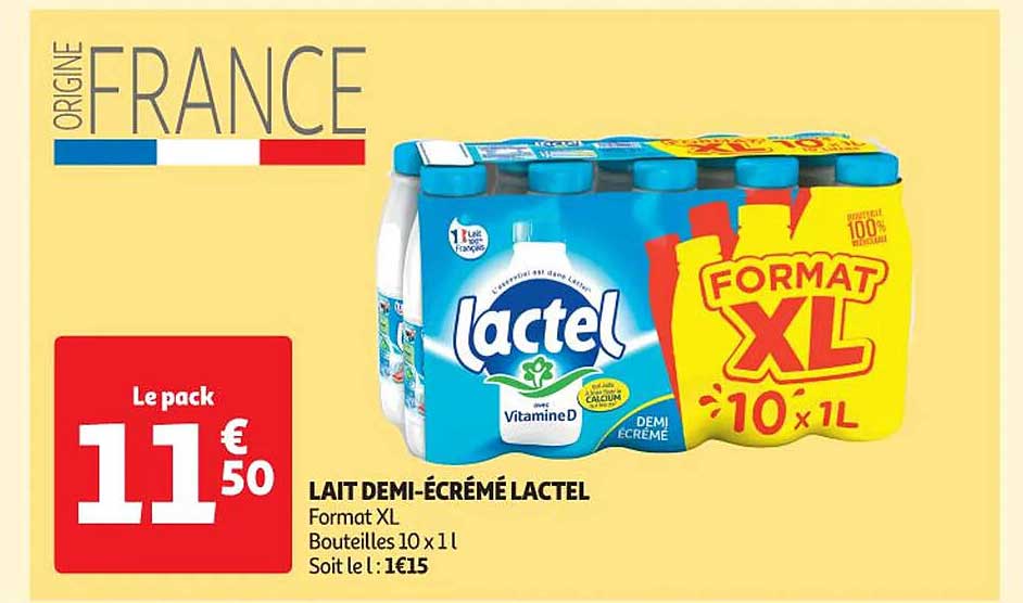 lait demi-écrémé lactel