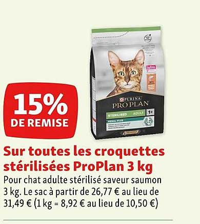 les croquettes stérilisées proPlan  3kg