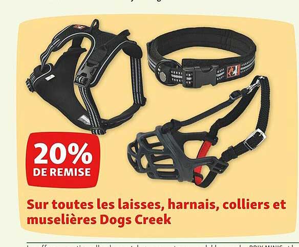 les laisses, harnais, colliers et muselières dogs creek