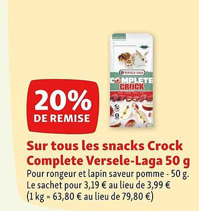 les snacks crock complète versele-laga 50 g