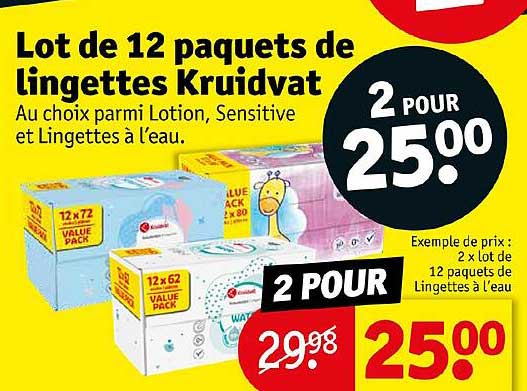 lot de 12 paquets de lingettes kruidvat