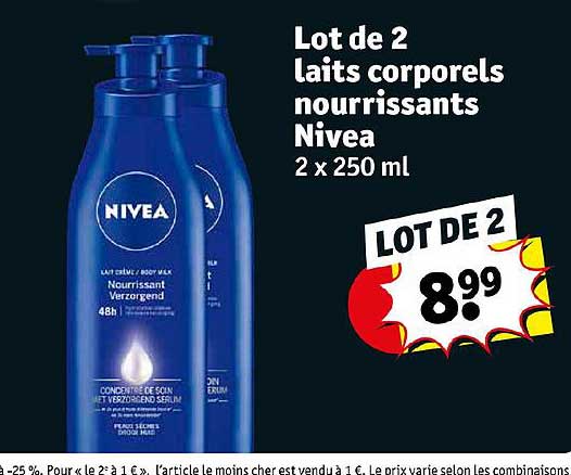 lot de 2 laits corporels nourrissants nivea