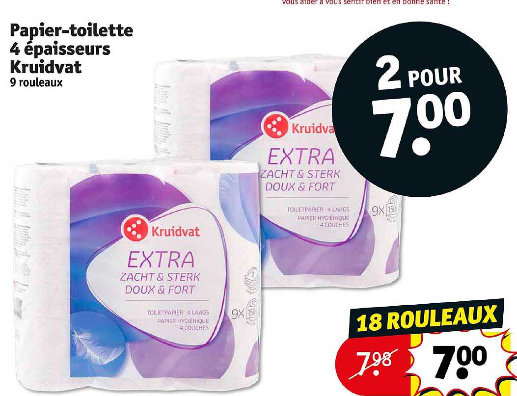 papier-toilette 4 épaisseurs kruidvat