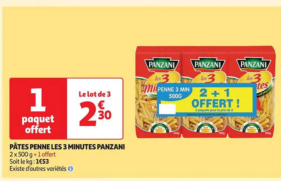 pâtes penne les 3 minutes panzani