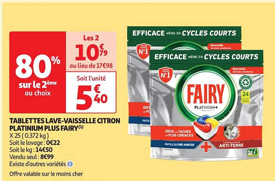 tablettes lave-vaisselle citron platinum plus fairy