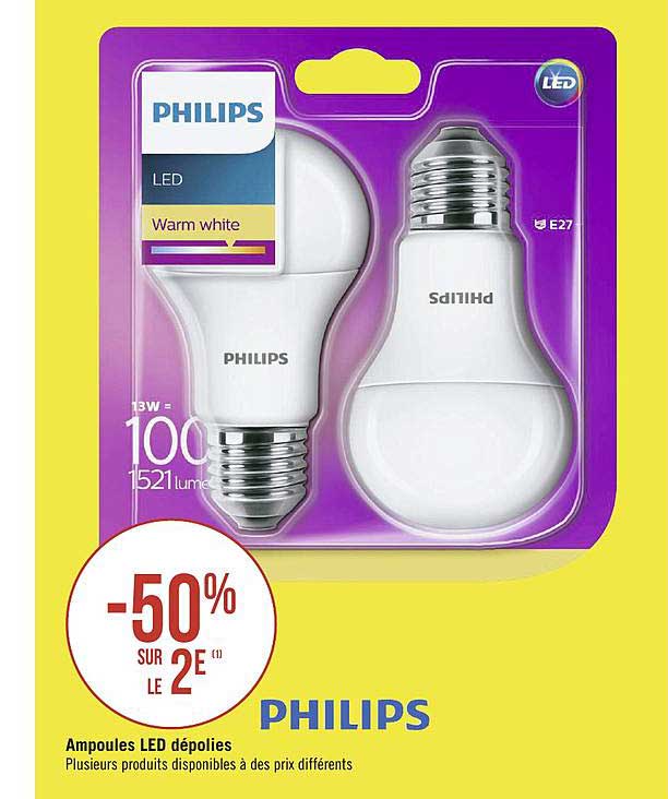 Ampoules Led Dépolies Philips -50% Sur Le 2e
