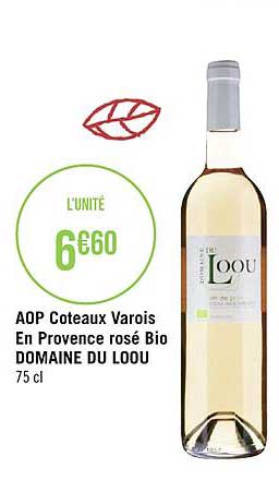 Aop Coteaux Varois En Provence Rosé Bio Domaine Du Loou