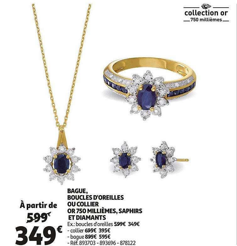 bague boucles d'oreilles ou collier or 750 millièmes et diamants