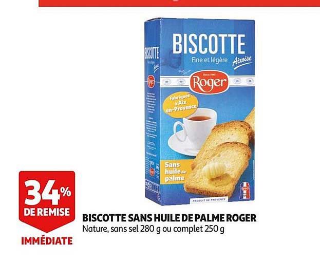 Biscotte Sans Huile De Palme Roger 34% De Remise Immédiate