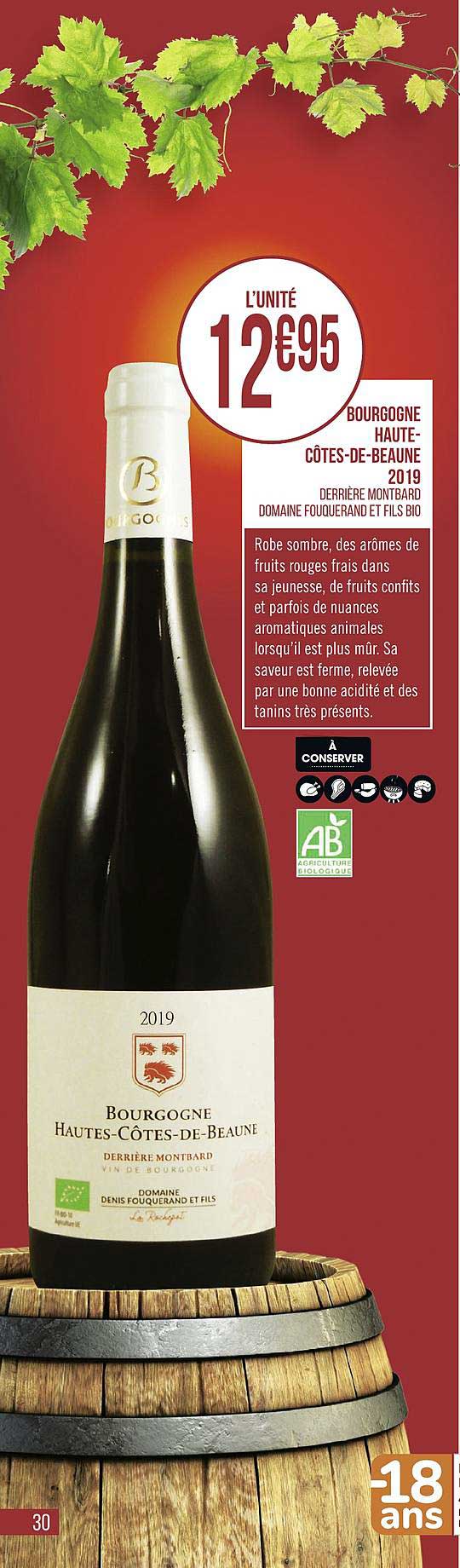 bourgogne haute côtes de beaune 2019 derrière montbard