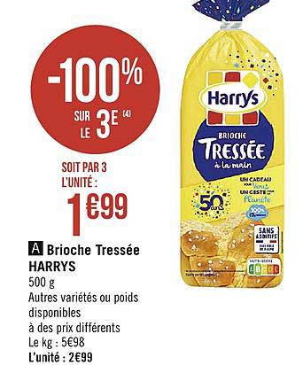 brioche tressée harrys -100% sur le 3ème