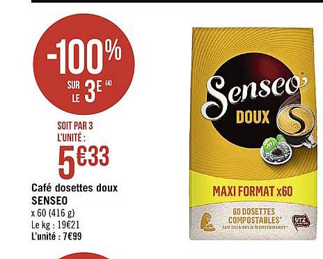 café dosettes doux senseo -100% sur le 3ème