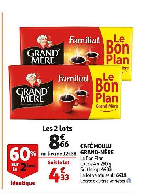 café moulu grand mère 50% sur le 2e