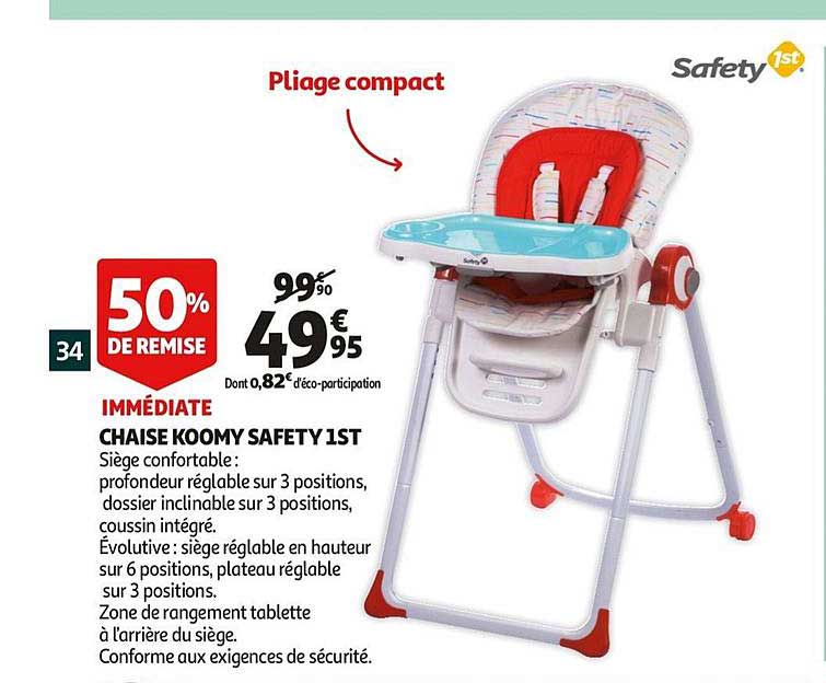 chaise koomy safety 1st 50% de remise immédiate