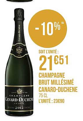 champagne brut millésimé canard duchene