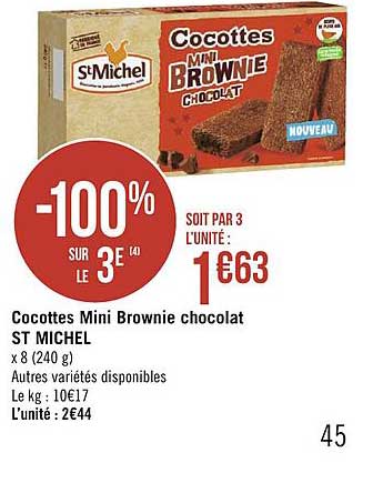 cocottes mini brownie chocolat st michel -100% sur le 3e