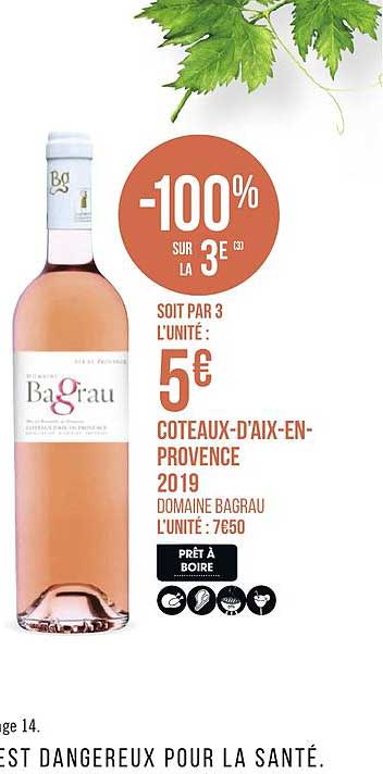 coteaux d aix en provence 2019 bagrau -100% sur le 3e