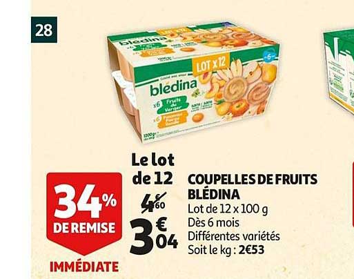 Coupelles De Fruits Blédina 34% De Remise Immédiate