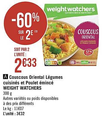 couscous oriental légumes cuisinés et poulet émincé weight watchers -60% sur le 2e