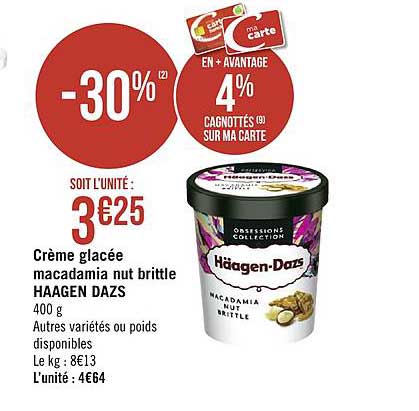 crème glacée macadamia nut brittle haagen dazs