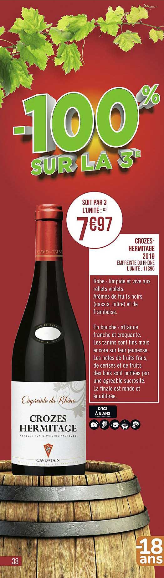 crozes hermitage 2019 -100% sur le 3e