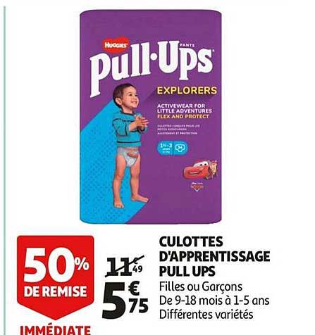 culottes d'apprentissage pull ups 50% de remise immédiate