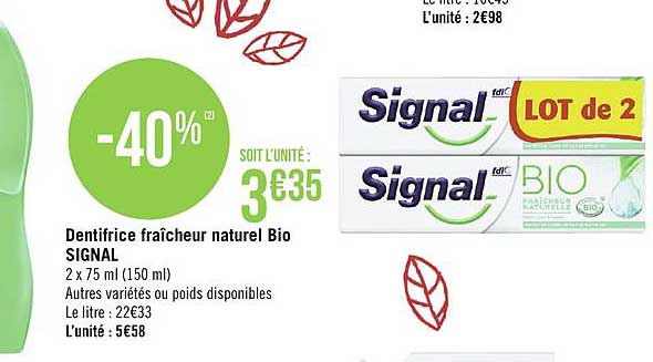 Dentifrice Fraîcheur Naturel Bio Signal