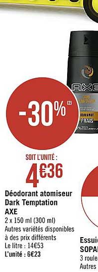 déodorant atomiseur dark temptation axe