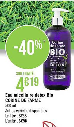 eau micellaire detox bio corine de farme