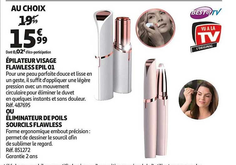 épilateur visage flawless epil 01 ou éliminateur de poils sourcils flawless
