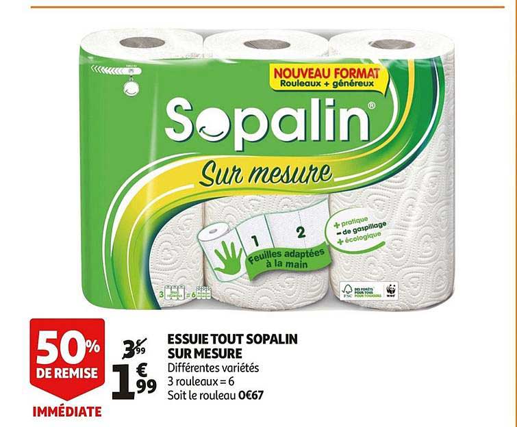 essuie tout sopalin sur mesure 50% de remise immédiate