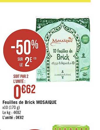feuilles de brick mosaïque -50% sur le 2e