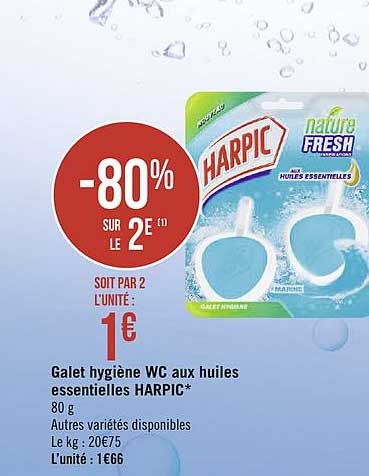 galet hygiène wc aux huiles essentielles harpic -80% sur le 2e