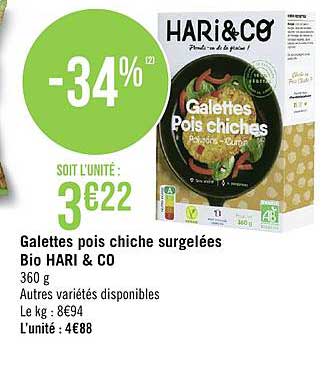 galettes pois chiche surgelées bio hari & co